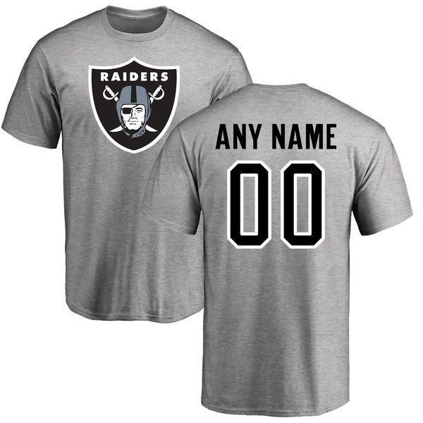Men Oakland Raiders NFL Pro Line Ash Custom Name and Number Logo T-Shirt